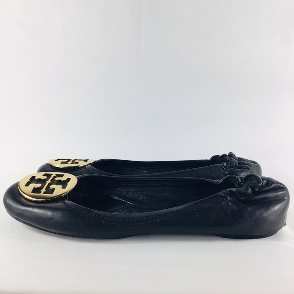 💙 TORY BURCH Ballerina Flats Gold Logo - Picture 4 of 15